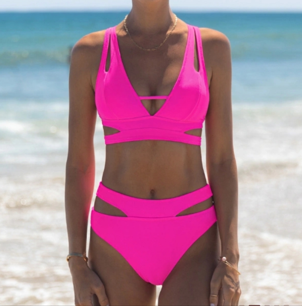 Vibrant Pink Women's Swimwear Set Small Popvil